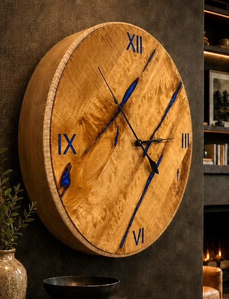 Cherry and maple crown wall clock available for purchase